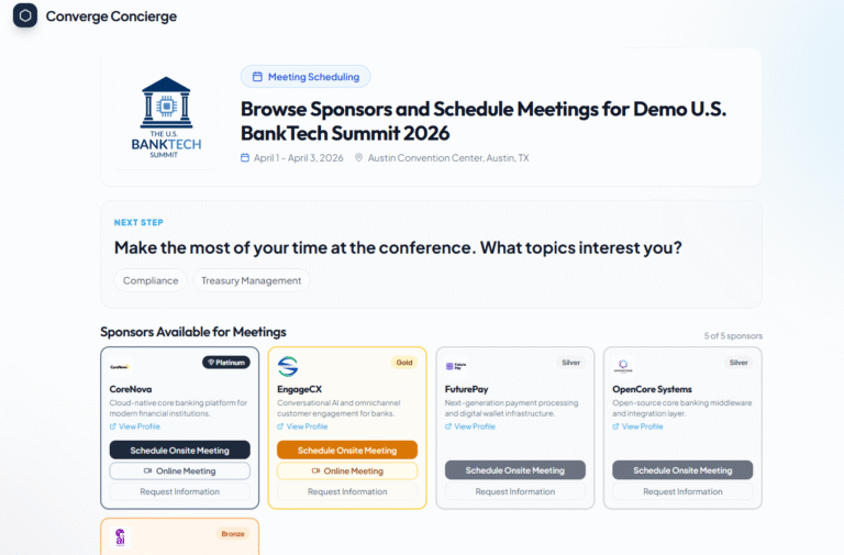 Converge Concierge Event Scheduling Page